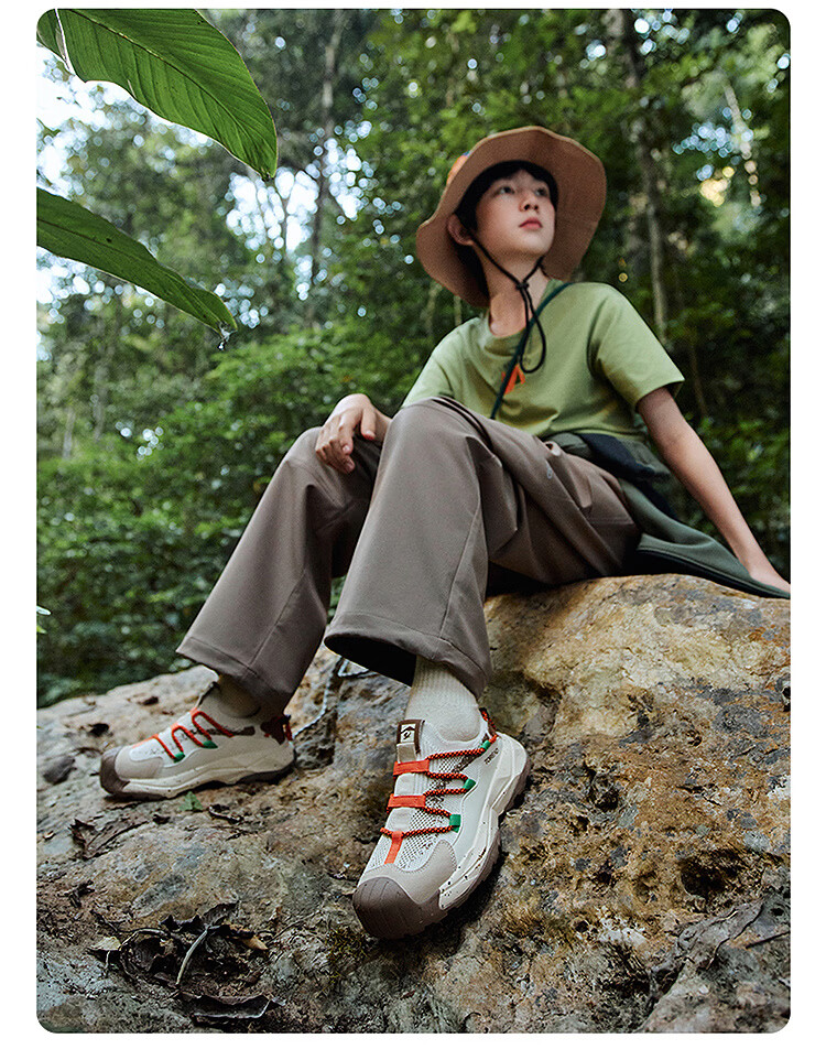 TOREAD [Yuexing] Children's Sports Shoes Boys and Girls Big Kids Spring Summer Bread Toe Hiking Shoes Light Green Gray Size 34 17