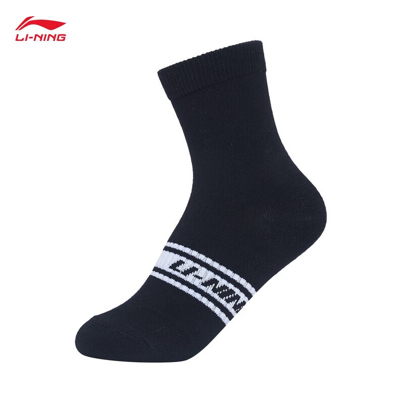 李宁(li-ning)李宁袜子男女同款运动生活系列中长袜三双装(特殊产品不