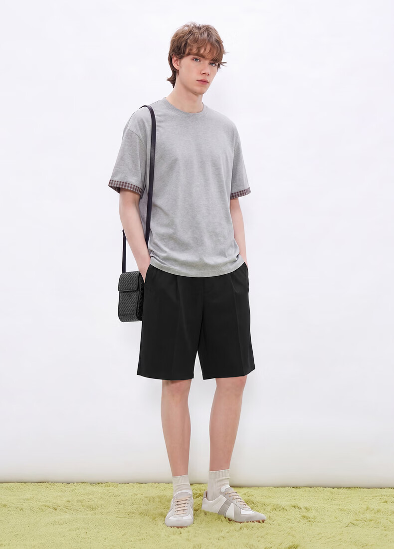 Gxgjeans Men's Metal Belt Loop Simple Commuter Loose Casual Dress Shorts 26 Summer New Black 180/XL 9