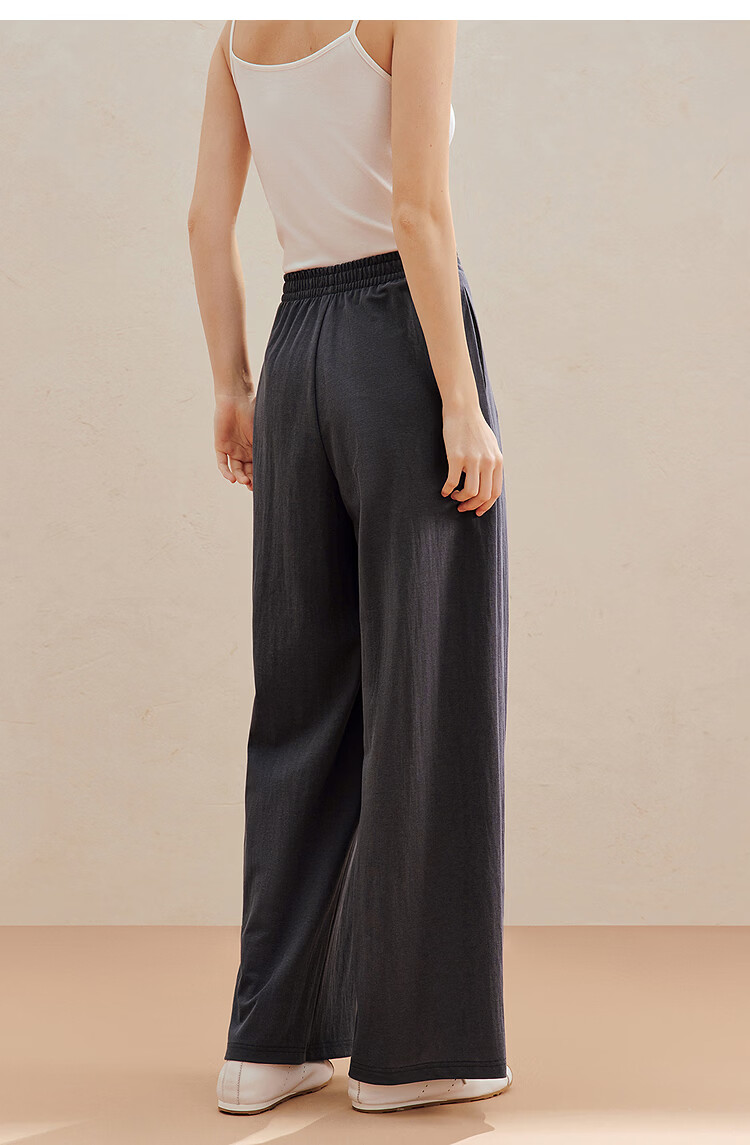 Inman Casual Versatile Elastic Waist Wide-Leg Pants 26 Summer New Women's Draped Straight Loose Trousers Gray M 23