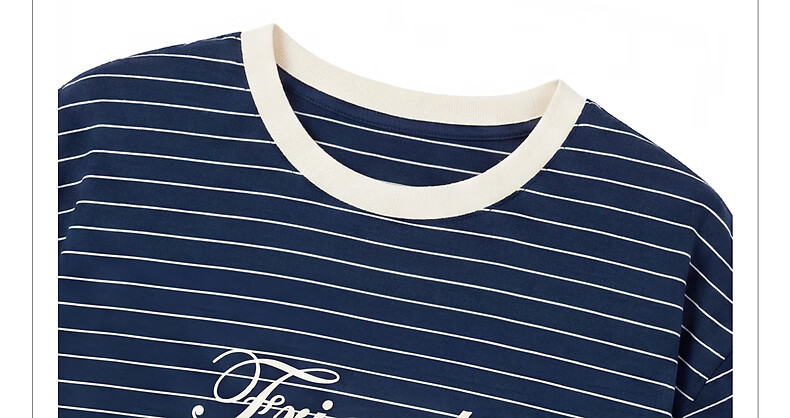 TonLion 2026 Summer New Women's Short Sleeve T-Shirt Loose Casual Striped Top Navy Blue Stylish Premium Feel 17