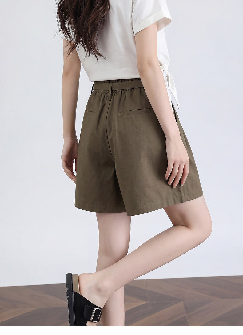 TonLion 2026 Summer New Women's Casual Wide-Leg Loose High-Waist Slimming Shorts with Belt 11