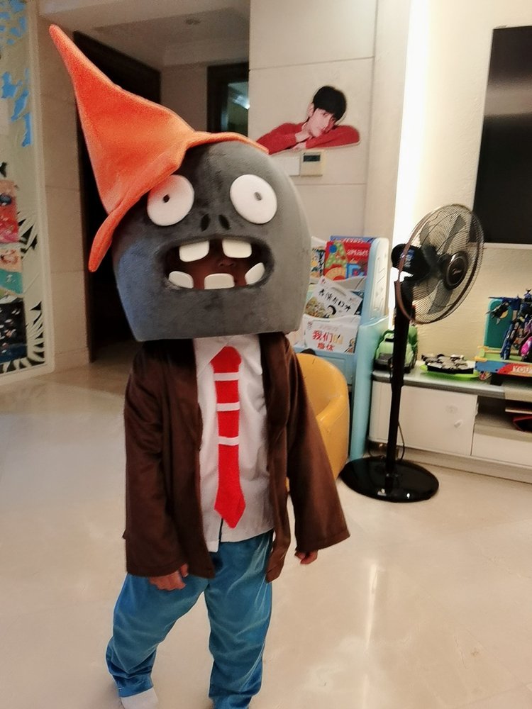 植物大战僵尸向日葵豌豆 六一儿童万圣节cos玩偶装扮道具头套衣服