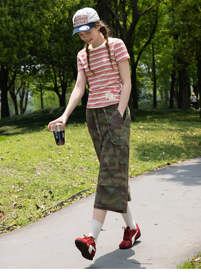 TonLion 2026 Summer Women's Camouflage Casual Cropped Pants Trendy Fashion Camouflage Capri Pants 10