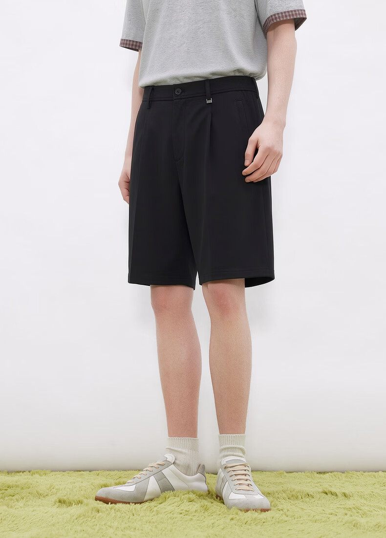 Gxgjeans Men's Metal Belt Loop Simple Commuter Loose Casual Dress Shorts 26 Summer New Black 180/XL 8
