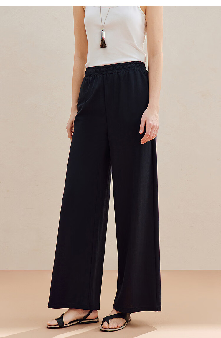 Inman Casual Versatile Elastic Waist Wide-Leg Pants 26 Summer New Women's Draped Straight Loose Trousers Gray M 17