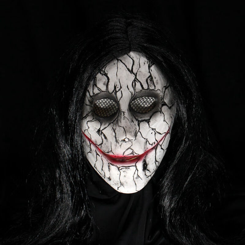 面具全脸密室逃脱鬼屋吓人泰国恐怖道具npc万圣节 血烂嘴【假发款】