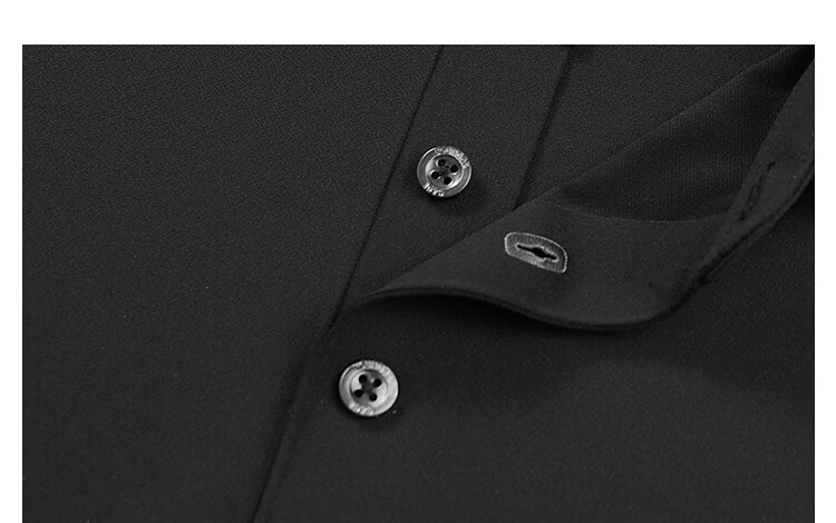 YOUNGOR 【Binba + Machine Washable Mulberry Silk】Summer Men's Short Sleeve Polo Business Stretch Collar Black 513143 36