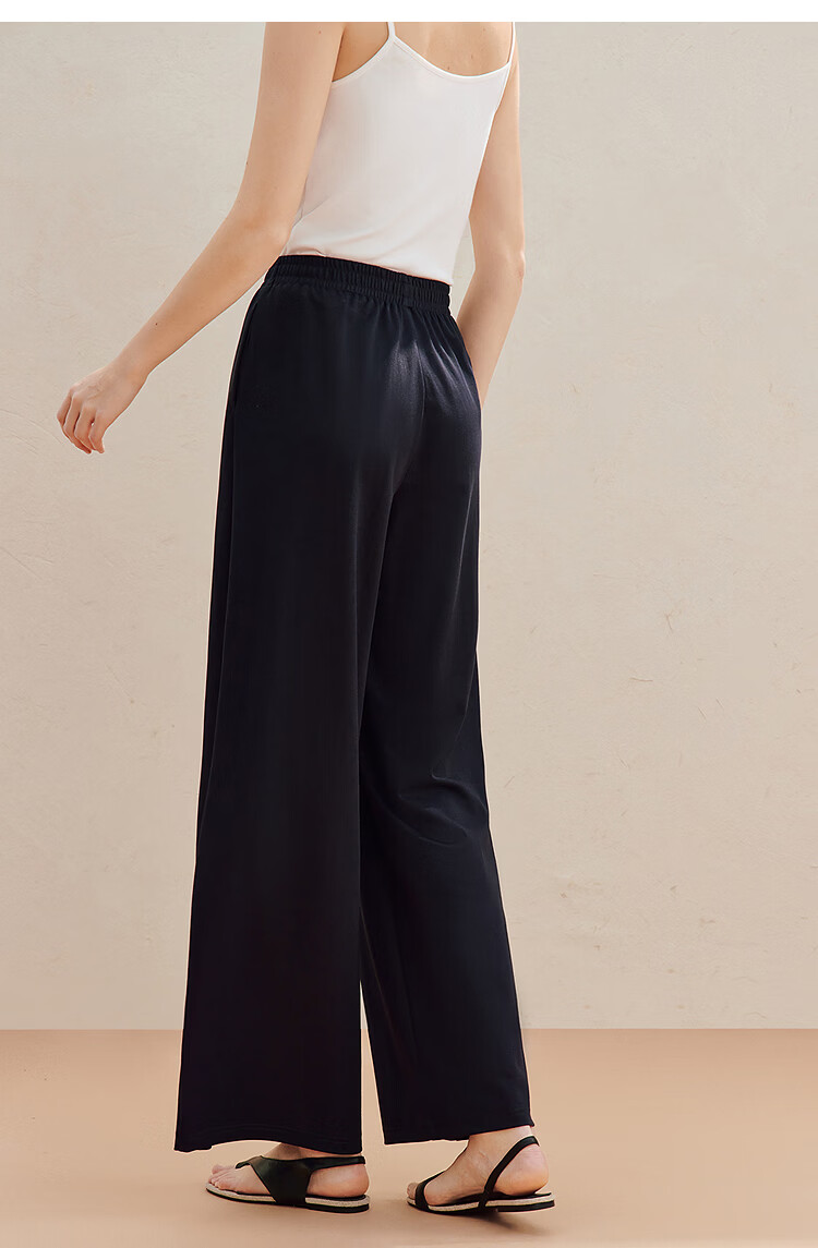 Inman Casual Versatile Elastic Waist Wide-Leg Pants 26 Summer New Women's Draped Straight Loose Trousers Gray M 18