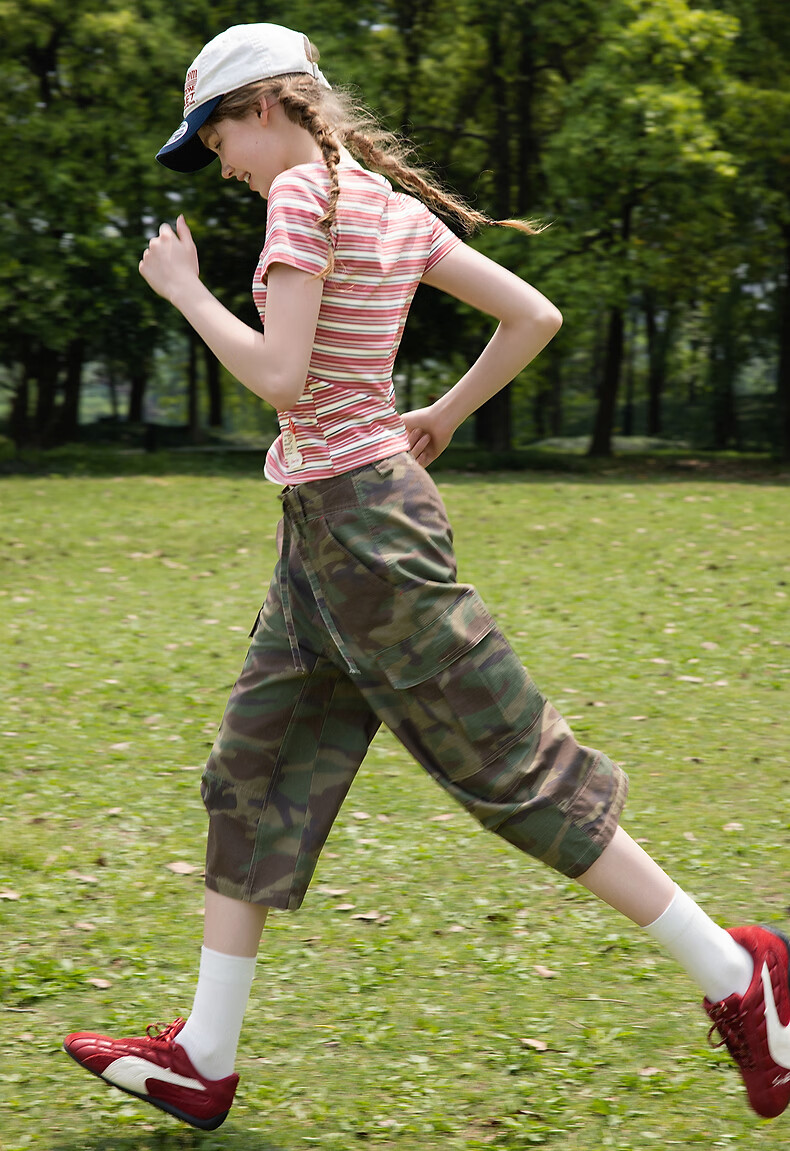TonLion 2026 Summer Women's Camouflage Casual Cropped Pants Trendy Fashion Camouflage Capri Pants 2