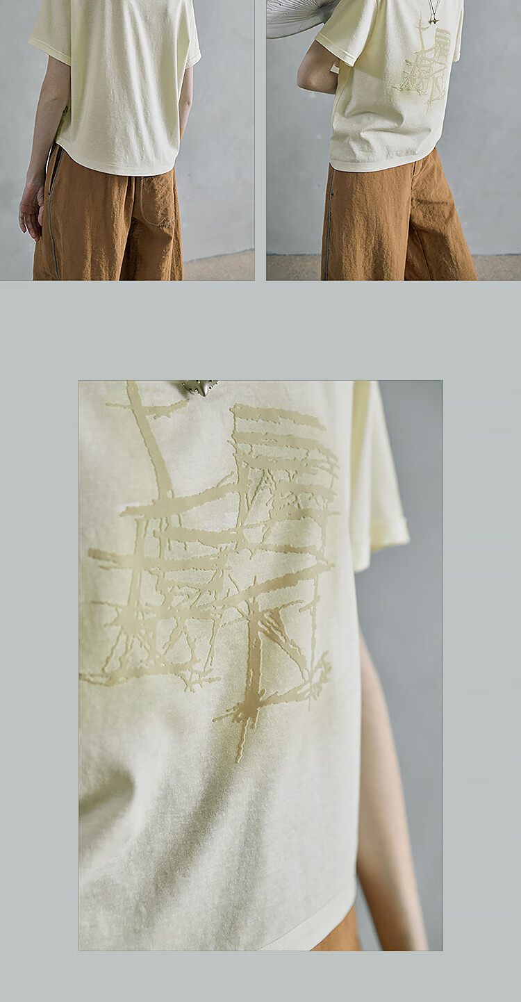 Rizhe Original Rooftop Graffiti Short Sleeve T-Shirt 2026 Summer New Design Loose Unique Crop Top 9