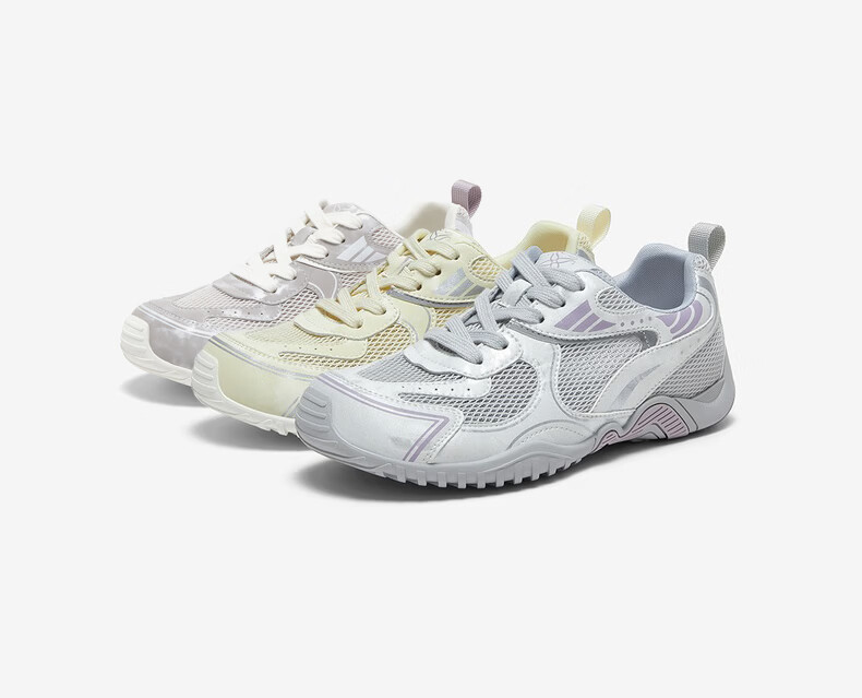 Basto 26 Summer Versatile Mesh Breathable Thick-Soled German Training Casual Sports Shoes for Women D5105BM6 Light Gray/Purple Size 36 6