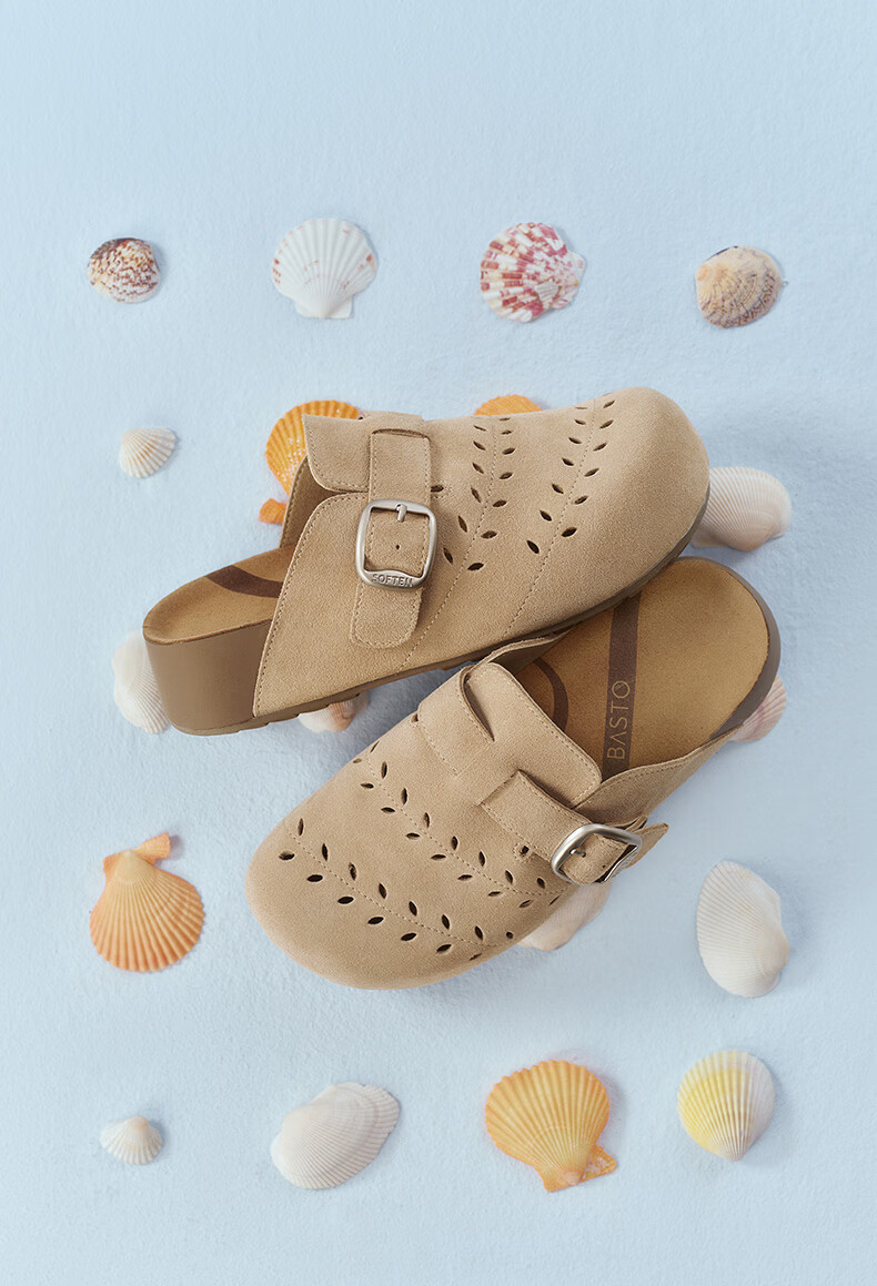 BASTO 26 Summer Birk Style Simple Fashion Retro Casual Women's Slippers D5006BH6 Apricot Size 38 7