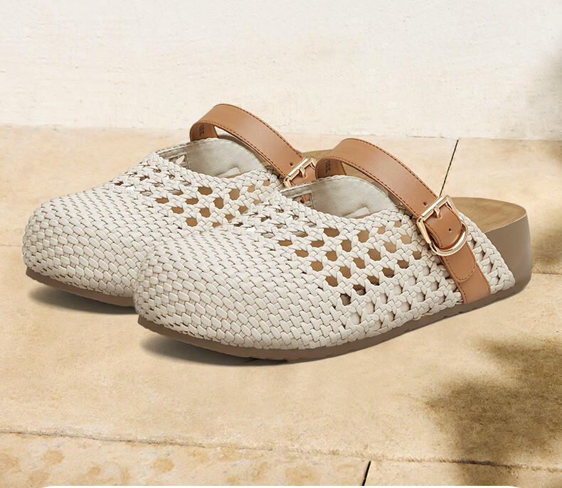 Tianmeiyi Woven Birkenstock Thick Sole Open Toe Half Slippers Women's Summer Outdoor Casual Sandals 8