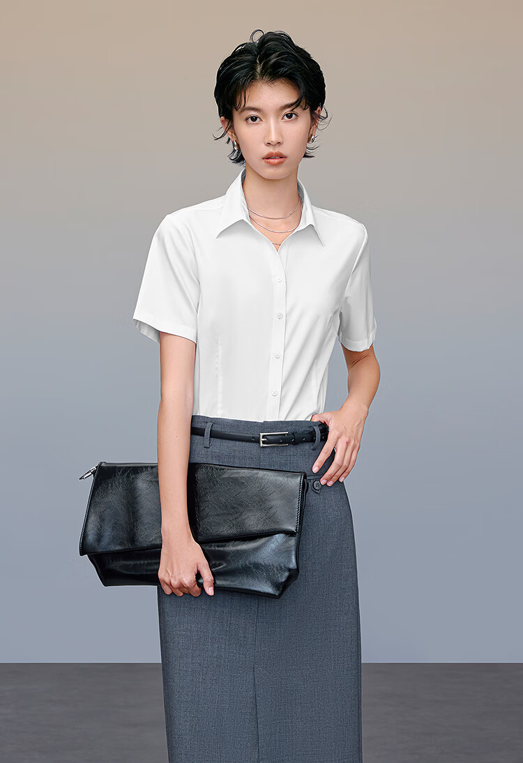 HLA Hailan Home Women's Short Sleeve Shirt Summer Cool Professional Commuting Formal Blouse 2