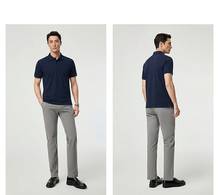 YOUNGOR Short Sleeve Polo Shirt Business Casual Solid Color Machine Washable Mulberry Silk Linen Lapel Light Purple 513144 XL 24