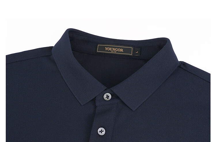 YOUNGOR Short Sleeve Polo Shirt Business Casual Solid Color Machine Washable Mulberry Silk Linen Lapel Light Purple 513144 XL 34