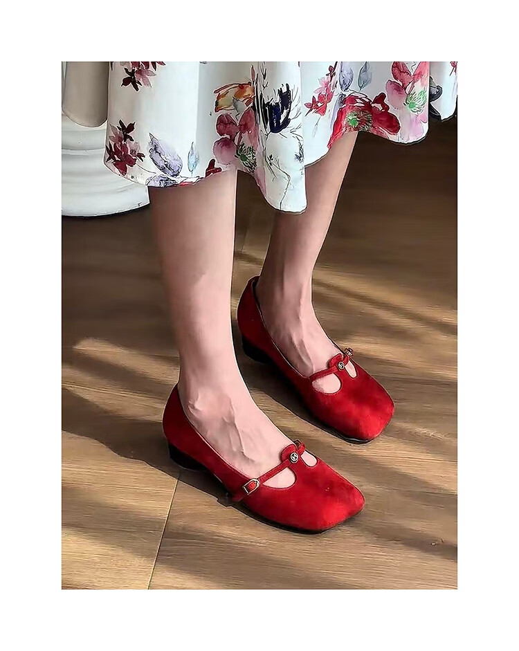 Le Saunda Jin Jing Style Sheepskin Chunky Heel Red Vintage Mary Jane Shoes Women 6T34502 Truffle Black BKK 38 10