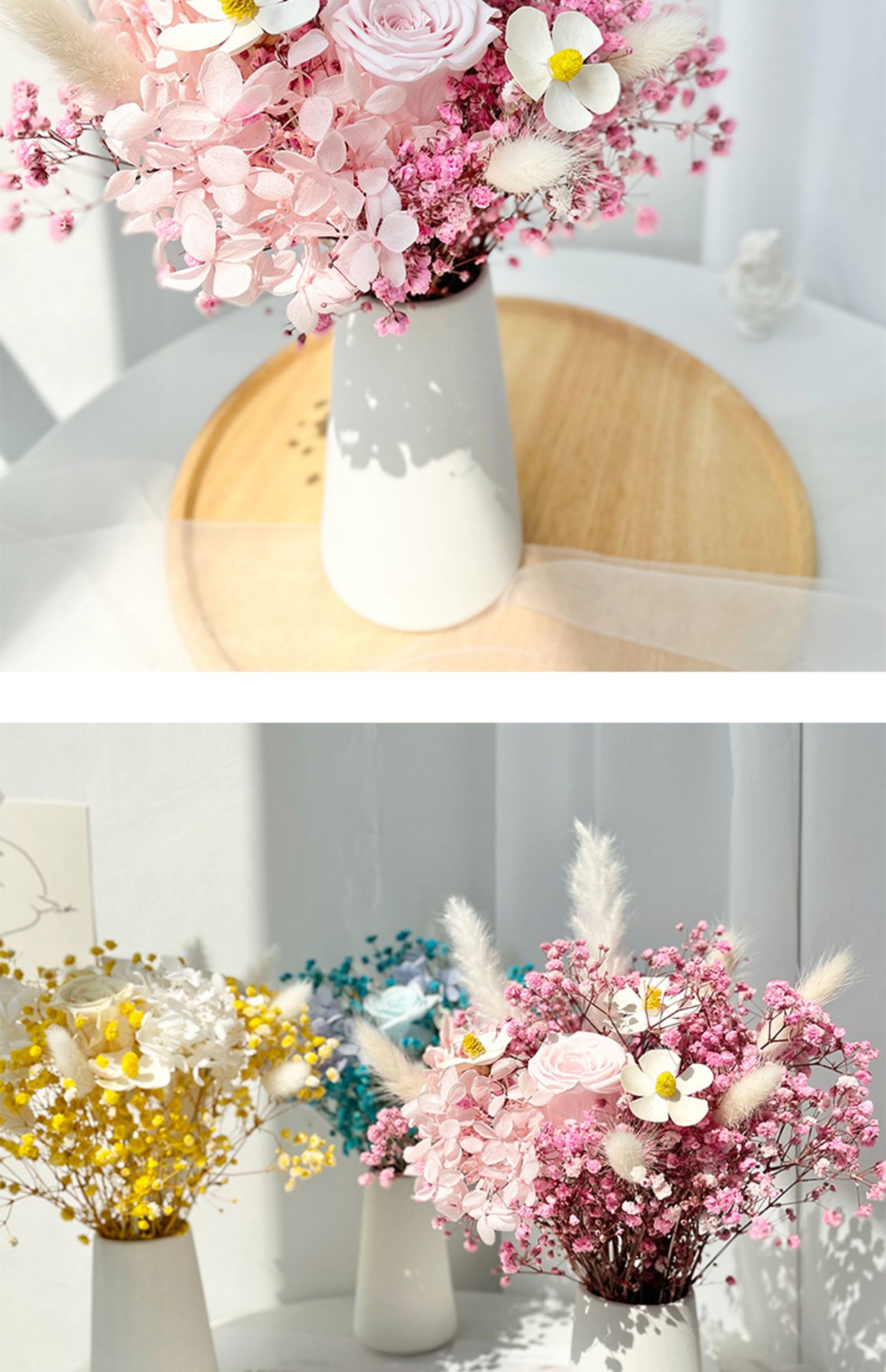 香槟黄玫瑰满天星  圆白瓶定制款 干花包定制款【图片 价格 品牌 报价