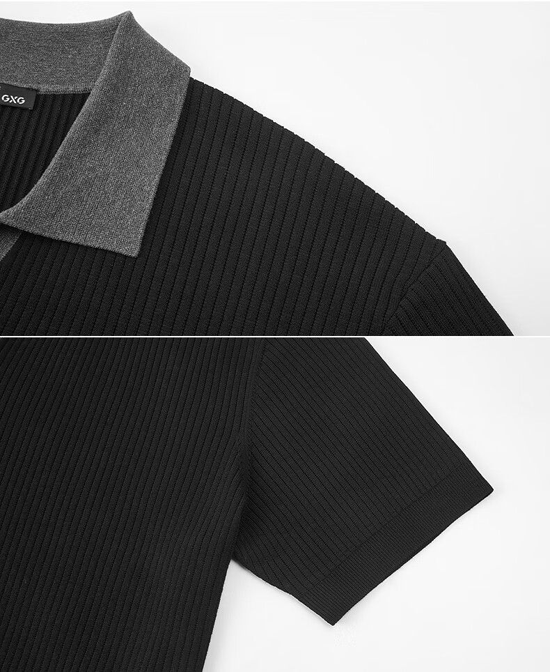 GXG Men's Micro-Structured Seagull Collar Knit Short Sleeve Polo Shirt Commuter Casual 2026 Summer New Arrival 5