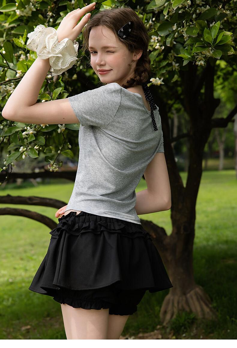 TonLion 2026 Summer Women's Faux Two-Piece Short Sleeve T-Shirt Elegant Fashion Versatile Premium Quality Women's Tee 14