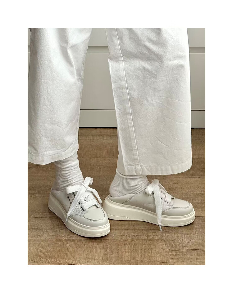 Lyle & Scott Lee Shi Hua Spring New Thick Sole Casual Platform Sneakers White Shoes Women 7M50101 Cream White OWK40 11