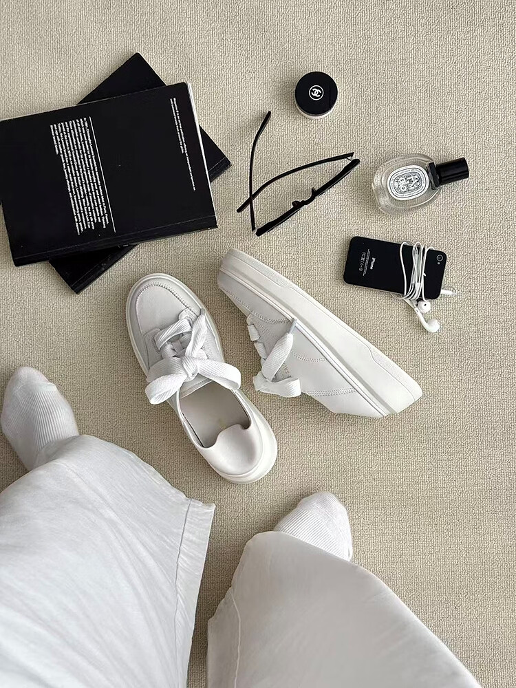 Lyle & Scott Lee Shi Hua Spring New Thick Sole Casual Platform Sneakers White Shoes Women 7M50101 Cream White OWK40 10