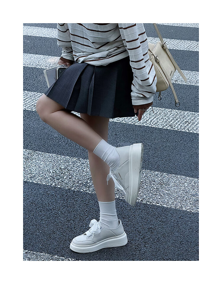 Lyle & Scott Lee Shi Hua Spring New Thick Sole Casual Platform Sneakers White Shoes Women 7M50101 Cream White OWK40 15