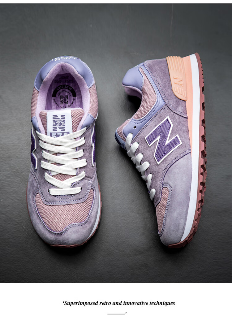 新款n字男鞋复古真皮574跑步鞋潮春秋新百伦酷跑步鞋子nb男鞋 海军蓝