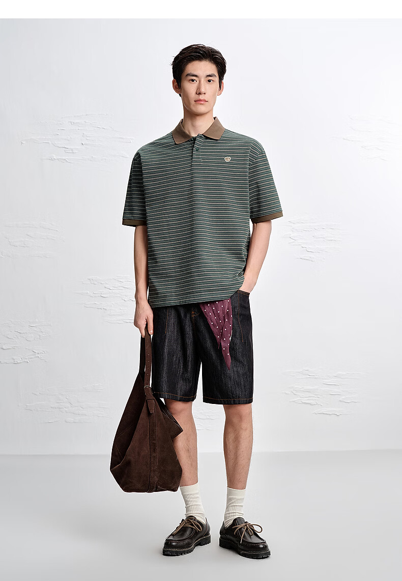 Peacebird Menswear American Style Polo Shirt Unisex 2026 Coffee Bean Brown First Batch L 14