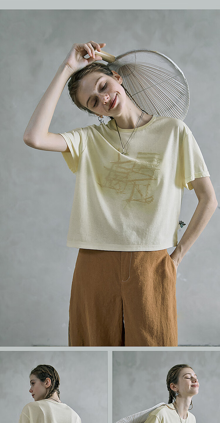 Rizhe Original Rooftop Graffiti Short Sleeve T-Shirt 2026 Summer New Design Loose Unique Crop Top 8