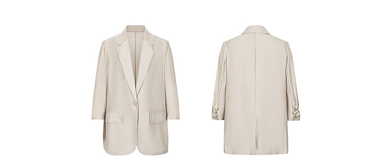 Yixiang Liying Lightweight Linen Blazer 2026 Summer New Loose Draped Short Jacket Beige 160/84A/M 48