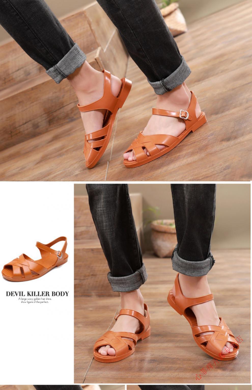 心菲痒【精选特价】凉鞋男士夏新款外穿时尚黄胶鞋休闲风怀旧老式80