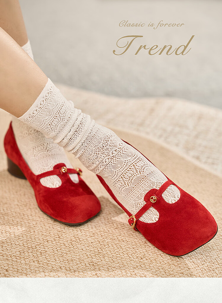 Le Saunda Jin Jing Style Sheepskin Chunky Heel Red Vintage Mary Jane Shoes Women 6T34502 Truffle Black BKK 38 8