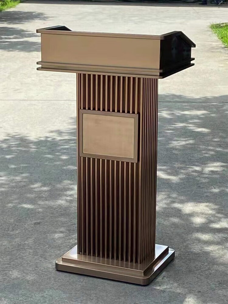 【甄选】物业不锈钢迎宾台不锈钢户外房地产演讲台售楼部迎宾台玫瑰金