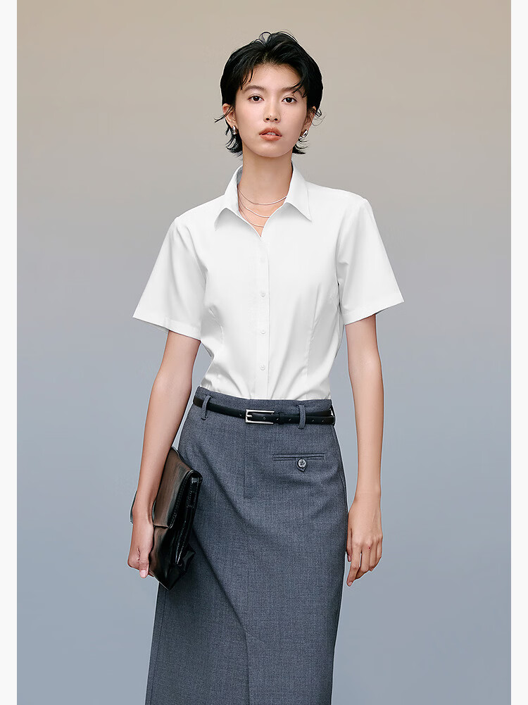 HLA Hailan Home Women's Short Sleeve Shirt Summer Cool Professional Commuting Formal Blouse 10