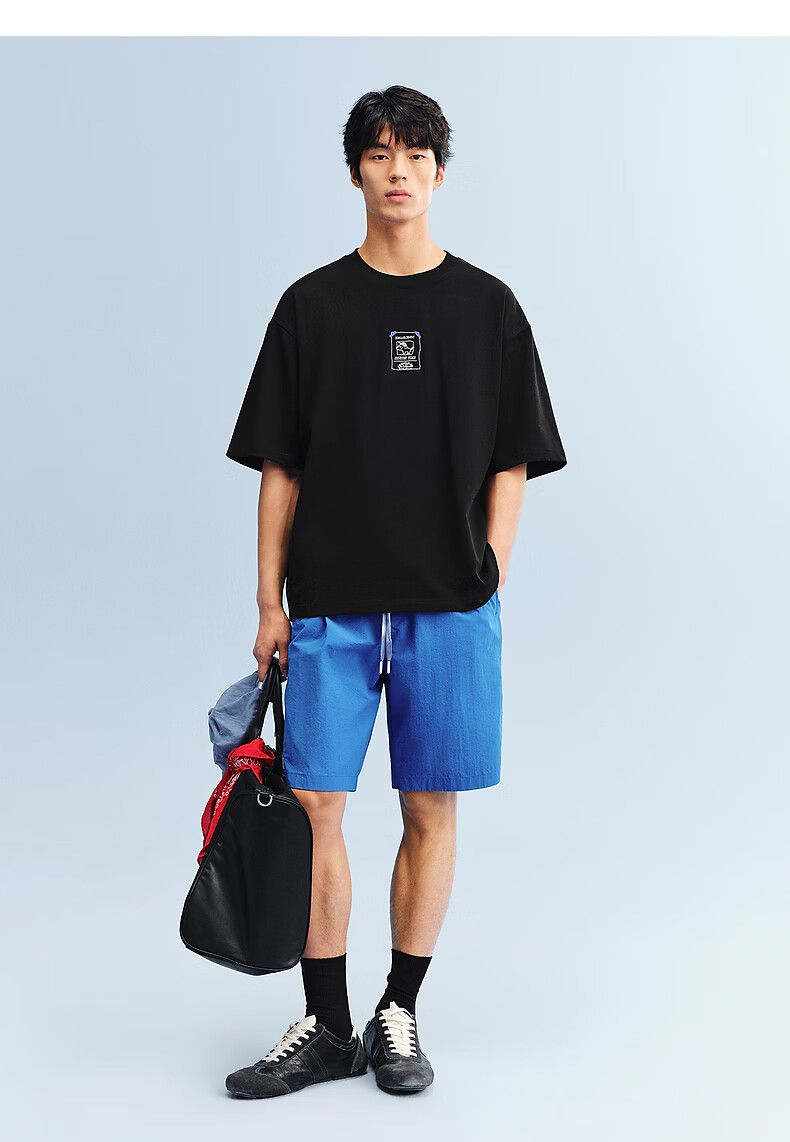Peacebird Menswear Skateboard Puppy Collaboration Trendy Short Sleeve T-Shirt 26 Black First Batch 3XL 27