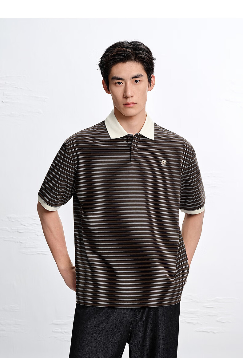 Peacebird Menswear American Style Polo Shirt Unisex 2026 Coffee Bean Brown First Batch L 13