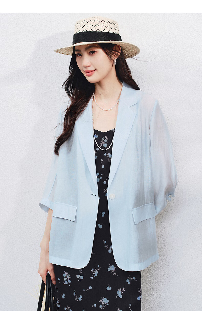 Yixiang Liying Lightweight Linen Blazer 2026 Summer New Loose Draped Short Jacket Beige 160/84A/M 30