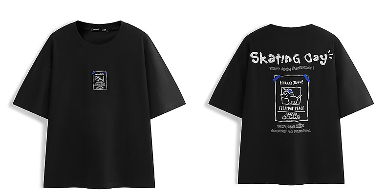 Peacebird Menswear Skateboard Puppy Collaboration Trendy Short Sleeve T-Shirt 26 Black First Batch 3XL 21