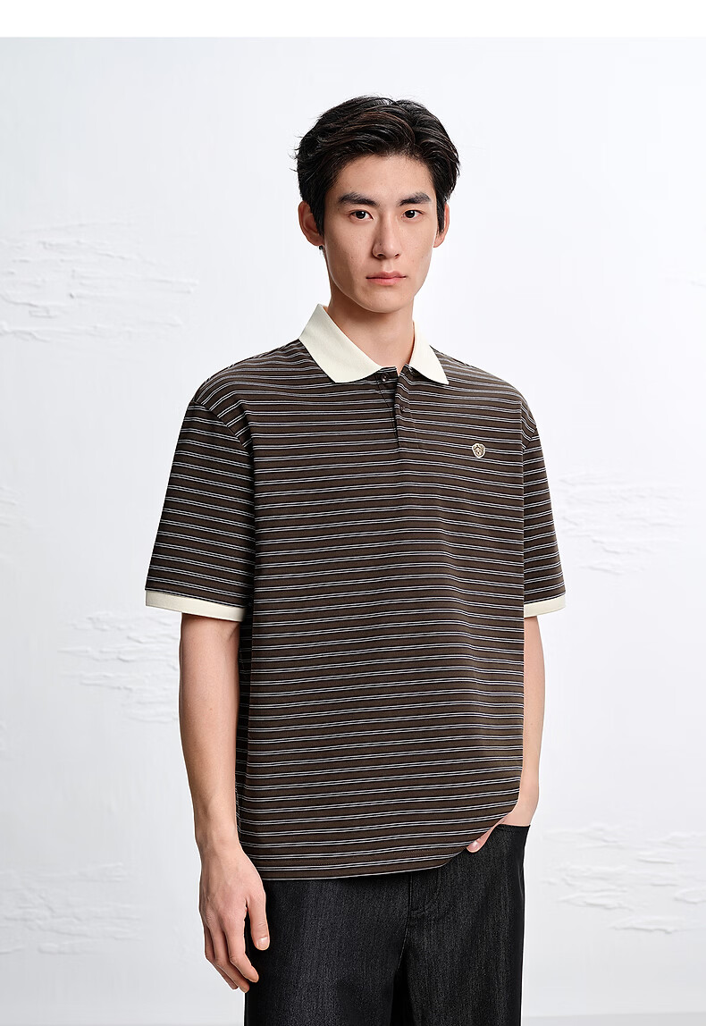Peacebird Menswear American Style Polo Shirt Unisex 2026 Coffee Bean Brown First Batch L 11