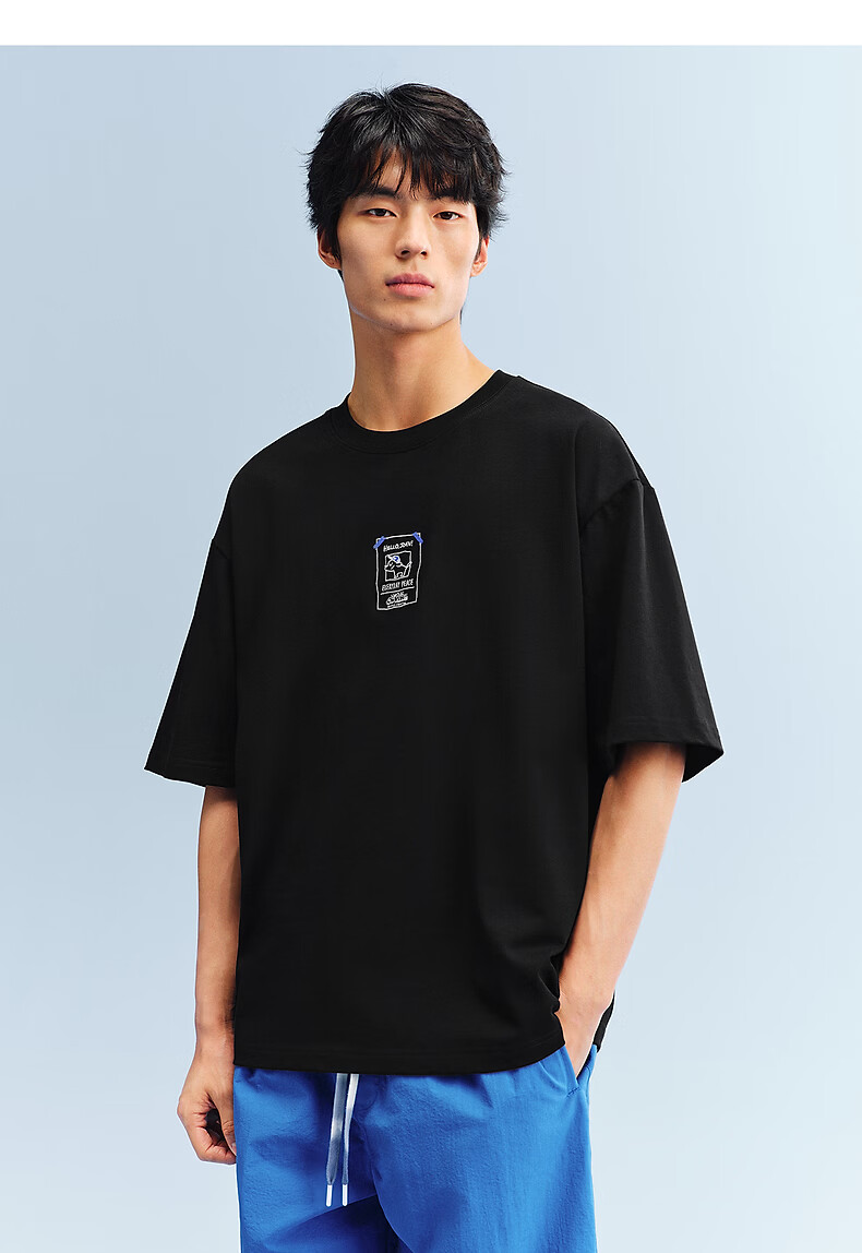 Peacebird Menswear Skateboard Puppy Collaboration Trendy Short Sleeve T-Shirt 26 Black First Batch 3XL 28