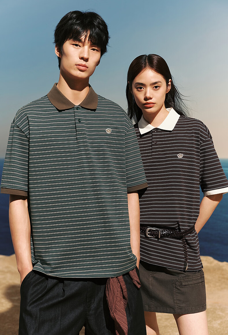 Peacebird Menswear American Style Polo Shirt Unisex 2026 Coffee Bean Brown First Batch L 2