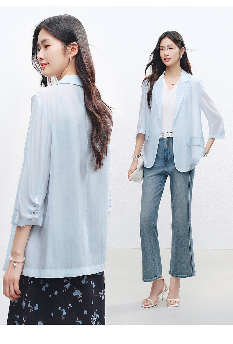 Yixiang Liying Lightweight Linen Blazer 2026 Summer New Loose Draped Short Jacket Beige 160/84A/M 12