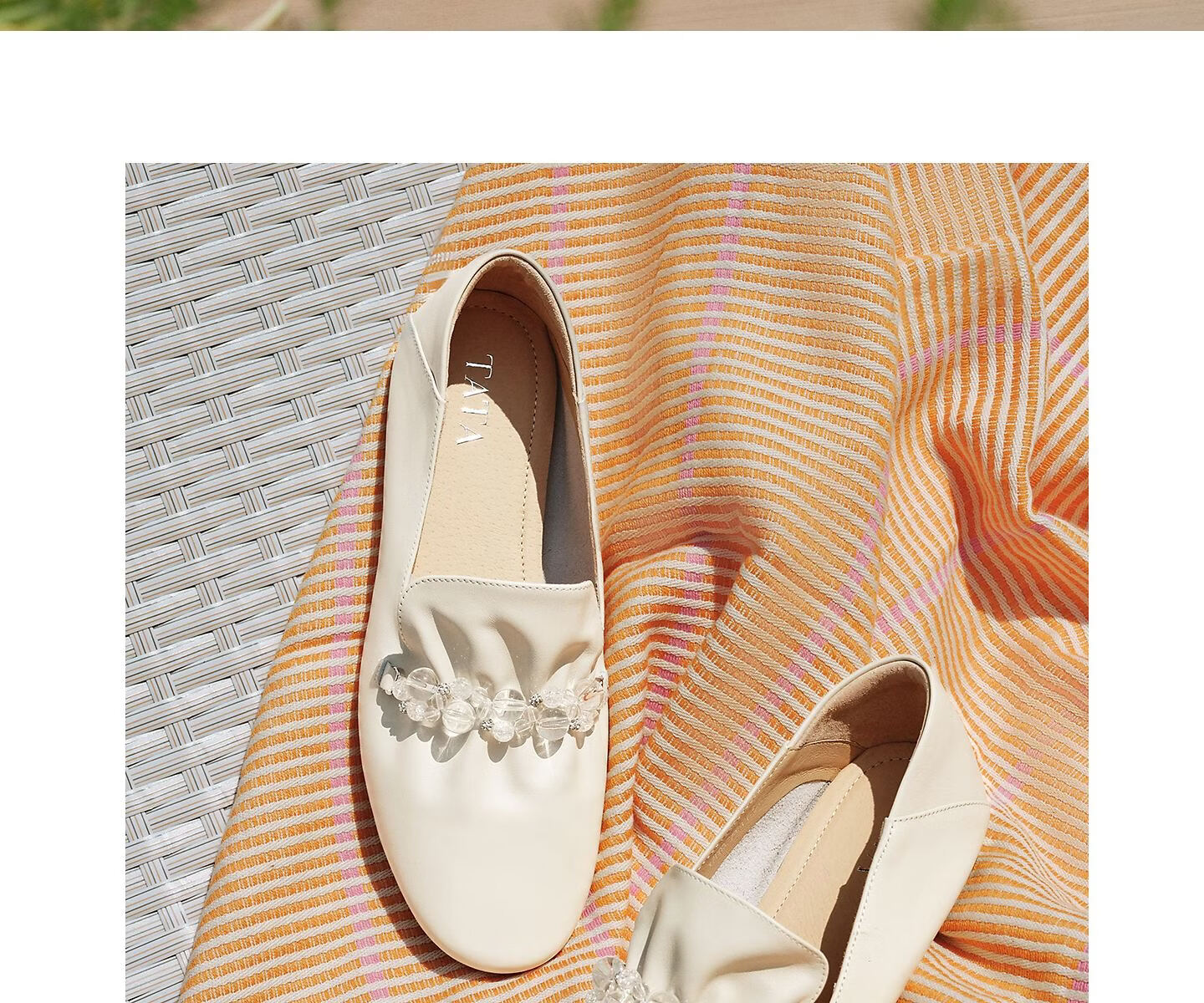 TATA Naifu Flat Loafers Women Soft Sole Genuine Leather Small Shoes Single Shoes 6 New YZU03AA6 Off-White 36 24