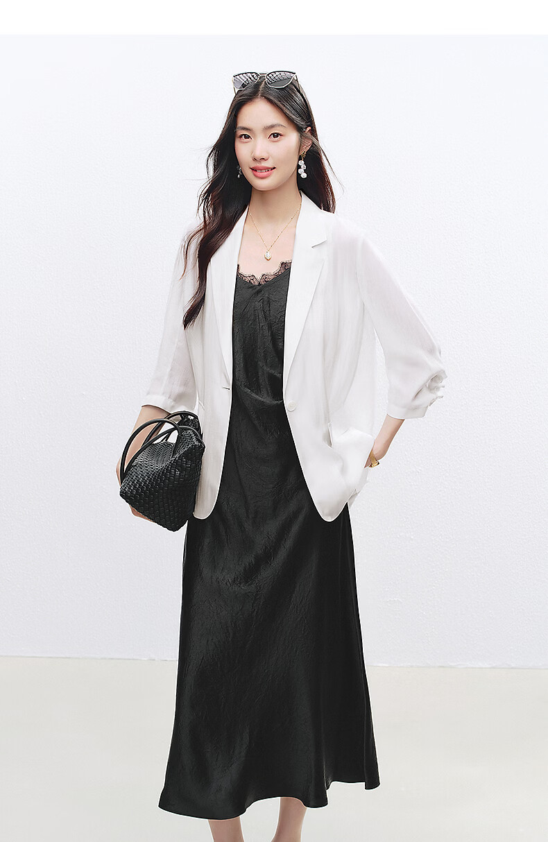 Yixiang Liying Lightweight Linen Blazer 2026 Summer New Loose Draped Short Jacket Beige 160/84A/M 42