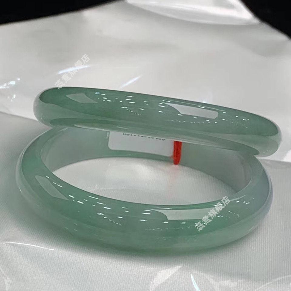 缅甸冰种油青玉手镯翡翠手镯玉石女款送礼生日手镯55