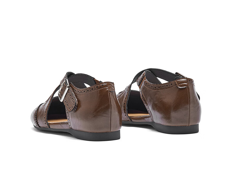 Hotwind Hollow Out Flat Mary Jane Ballet Style Women's Shoes 2026 Spring Autumn Retro Vintage Small Leather Shoes 11