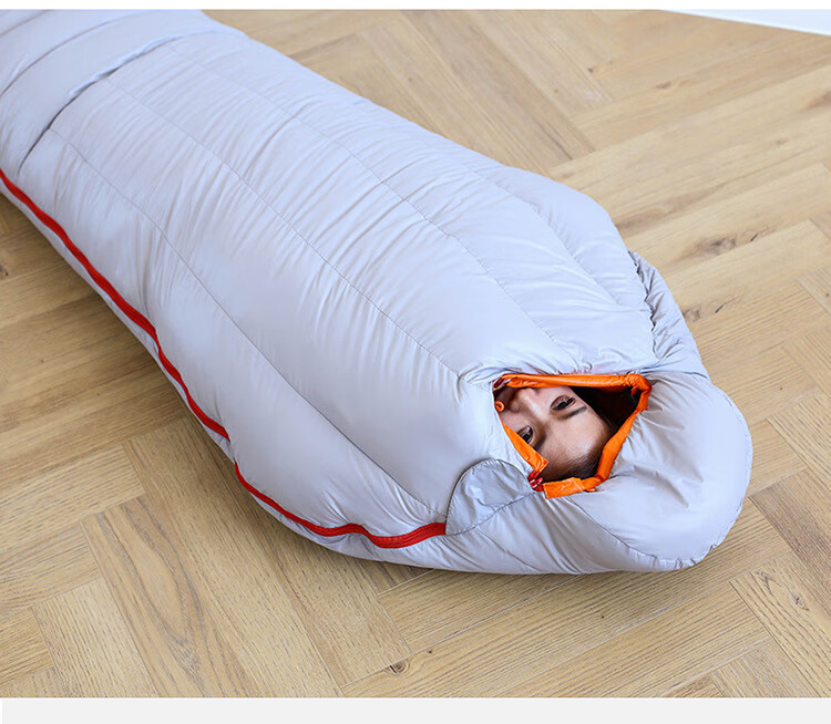木乃伊式睡袋户外轻鹅绒露营防寒木乃伊式单人睡袋成人冬季加厚保暖