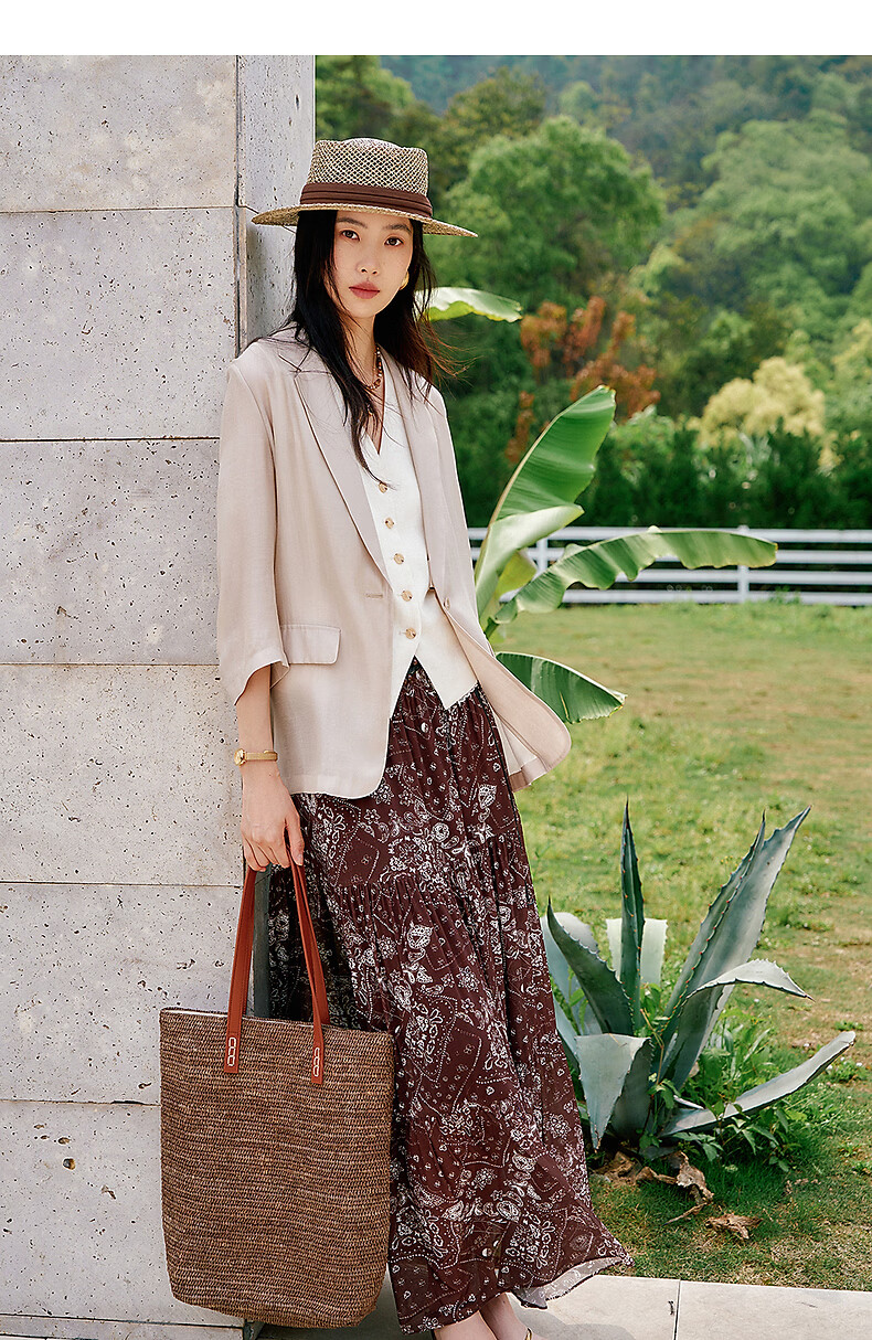 Yixiang Liying Lightweight Linen Blazer 2026 Summer New Loose Draped Short Jacket Beige 160/84A/M 20